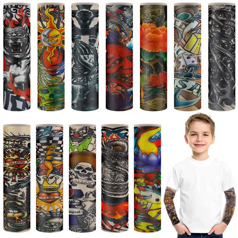 Buy 12 Pieces Tattoo Arm Sleeves for Kids Fake Tattoo Sleeve Temporary ...