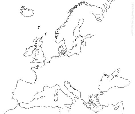 Free Printable Blank Map of Europe in PDF [Outline Cities]