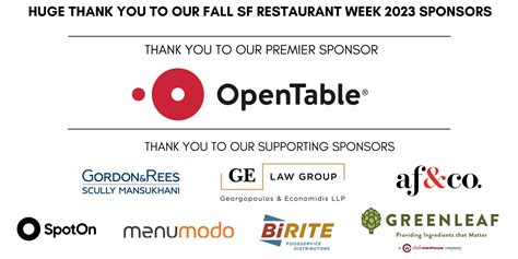 Fall 2023 Sponsors – San Francisco Restaurant Week