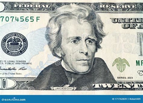 Portret Van U S President Andrew Jackson Over De Amerikaanse Biljet Van ...