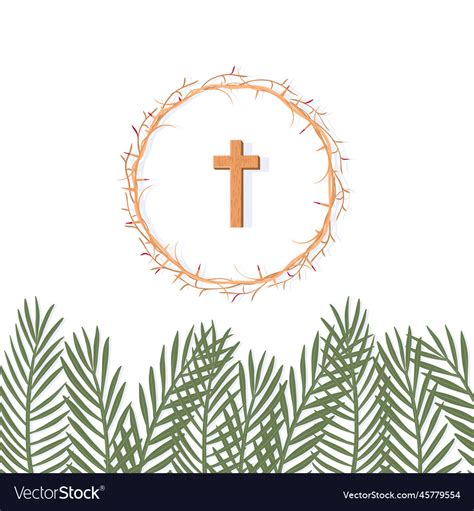 Palm sunday concept branches cross Royalty Free Vector Image