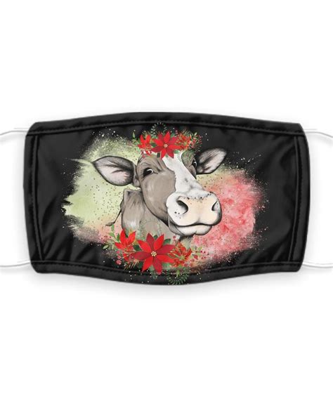 Christmas Cow Mask Face Mask 7 Layer PM2.5 Carbon Filter Funny Reusable 100% Washable Non ...