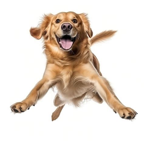 Premium Photo | A Golden Retriever Dog Leaping