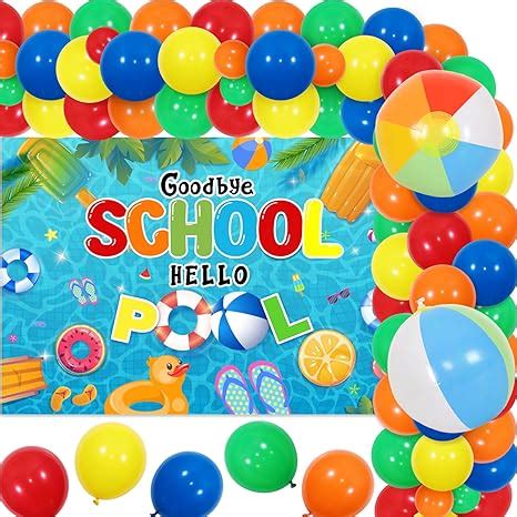 Amazon.com: Kreatwow Goodbye School Hello Pool Party Decorations Summer ...