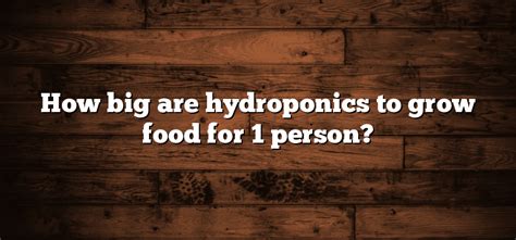 How big are hydroponics to grow food for 1 person? - Inter Culturalu