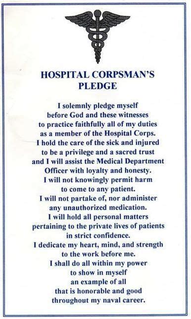 Our Oath we took it at graduation from Corps School | Navy hospital ...