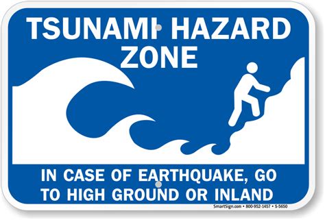 In Case Of Earthquake Sign - Tsunami Hazard Zone, SKU: S-5650