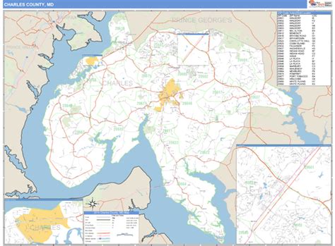 Charles County, Maryland Zip Code Wall Map | Maps.com.com