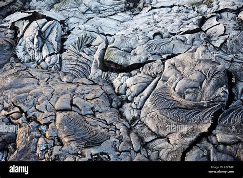 Cooled pahoehoe lava flow, Kilauea Volcano, Big Island, Hawaii Islands ...