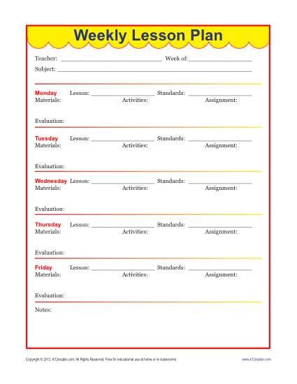 Printable Elementary Lesson Plan Template - Printable Templates Free