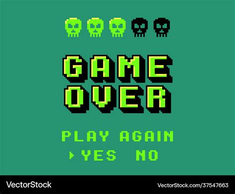 Game over screen pixel 8 bit final Royalty Free Vector Image