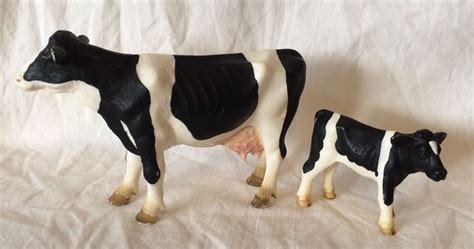 eBay #Sponsored Schleich HOLSTEIN COW w/ CALF Dairy 2000 Farm figures (black & white) Toy ...