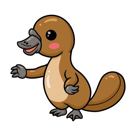 Cute baby platypus cartoon waving hand 12224671 Vector Art at Vecteezy