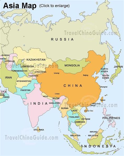 Map of Russia and asia - Russia asia map (Eastern Europe - Europe)