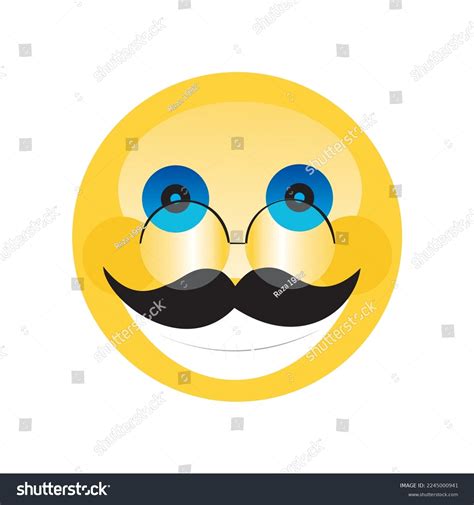 Cute Smiling Icon Mustache Emoji Vector Stock Vector (Royalty Free) 2245000941 | Shutterstock