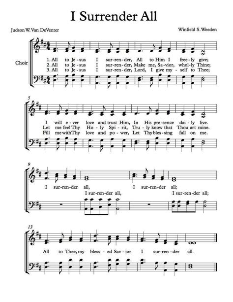 Image result for i surrender all sheet music pdf | Hymn sheet music, Sheet music, Hymn music