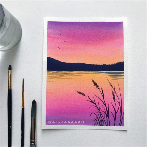 Simple Sunset Watercolor Painting for Beginners