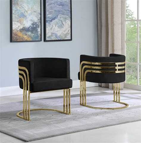 Sloane Black Velvet & Gold Accent Chair Collection - Las Vegas ...