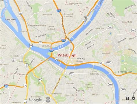 Map of Pittsburgh Downtown Center