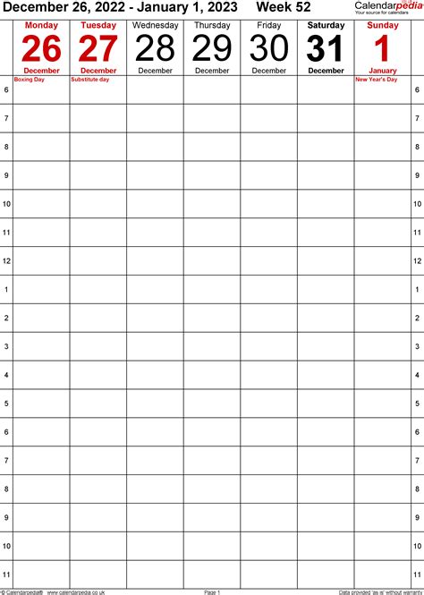 Weekly Calendar 2023 Uk Free Printable Templates For Excel - Rezfoods ...