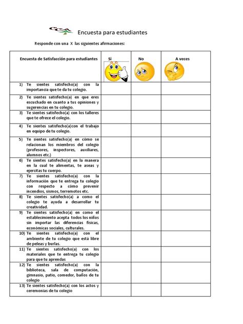 Encuesta de Satisfaccion para Estudiantes Colegio Los Colonos de Alerce