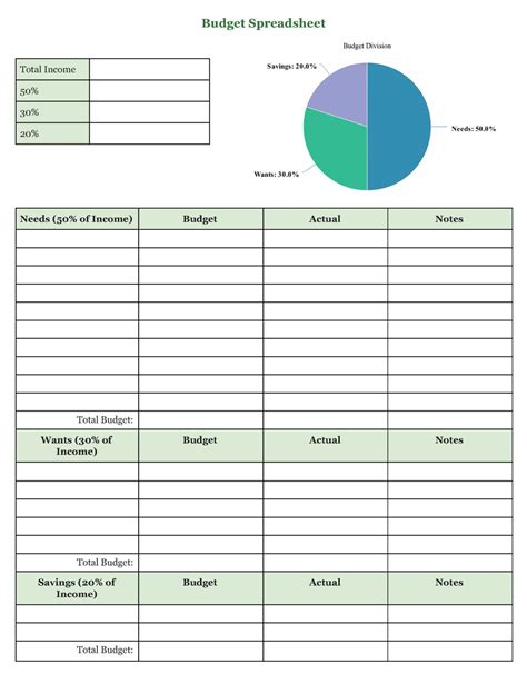 Spending Sheet Printable