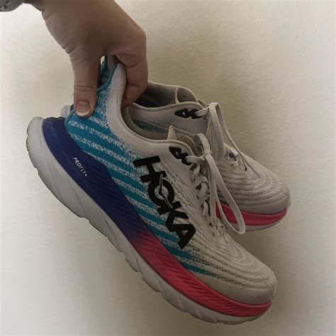 Hoka Mach 5 Size : 8:5 Women’s White • Blue •... - Depop