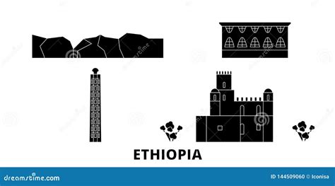 Ethiopia Flat Travel Skyline Set. Ethiopia Black City Vector Illustration, Symbol, Travel Sights ...