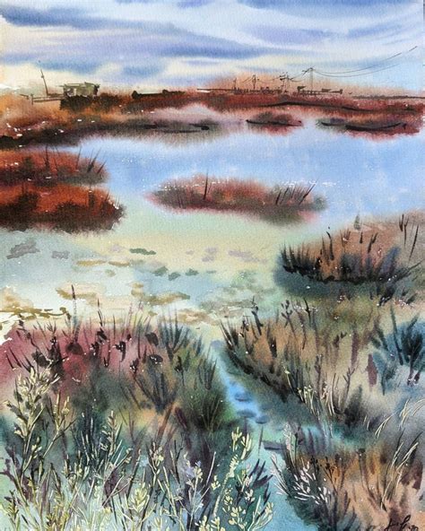 Original Watercolor Swamp Landscape | Etsy