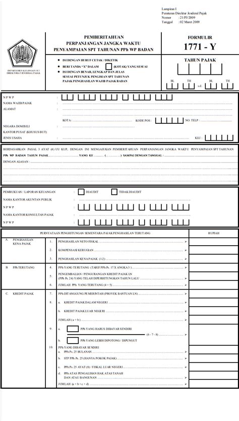 Contoh Surat Permohonan Perpanjangan Pelaporan SPT Tahunan Badan