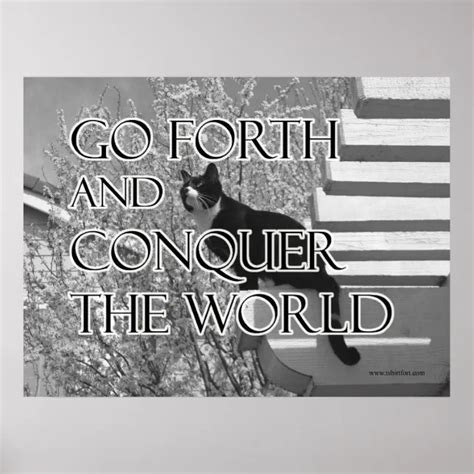 Go Forth and Conquer Motivational Cat Poster | Zazzle