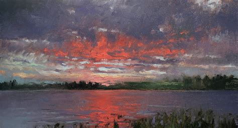 Original Sunset Cloud Landscape Oil Painting on Panel Impressionist Lake Wall Art - Etsy