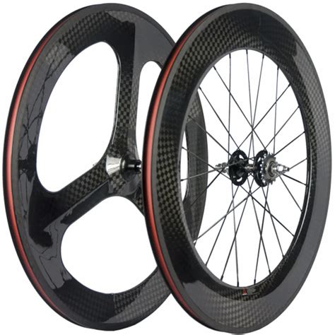 Clincher Carbon Wheels Fixed Gear 70mm 3 Spoke Wheel 88mm Clincher ...