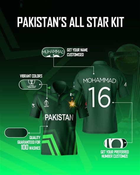 Pakistan Official Jersey for Kids | Cricket World Cup 2023 - All Stars Kit