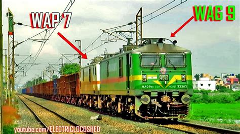 WAG 9 and WAP 7 (Dead) with a FREIGHT TRAIN - BOXN Goods | Indian ...