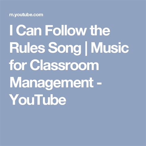 I Can Follow the Rules Song | Music for Classroom Management - YouTube | Classroom management ...