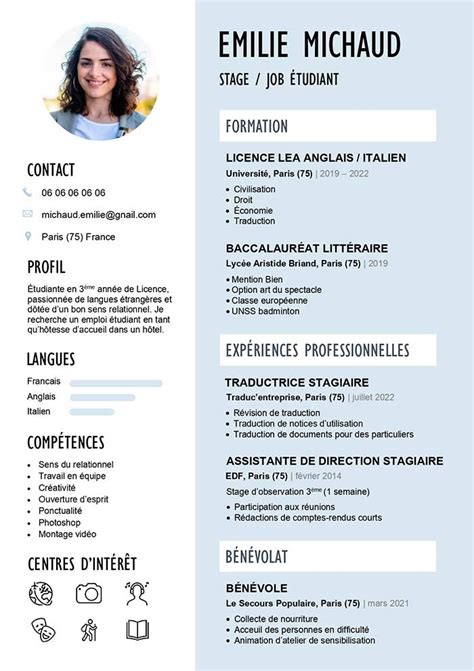 Cv Simple étudiant