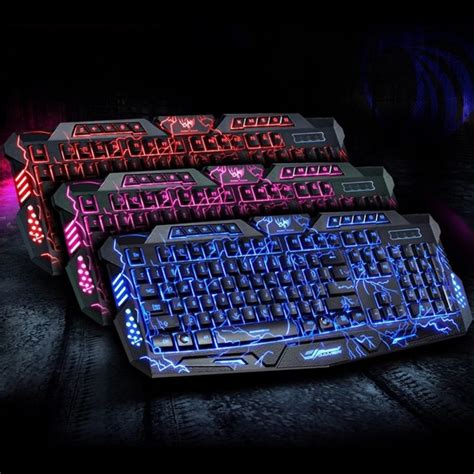 M200 Purple/Blue/Red LED Breathing Backlight Pro Gaming Keyboard Mouse ...