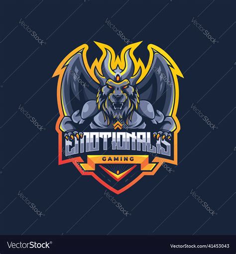 Dragon lion logo esport gaming Royalty Free Vector Image