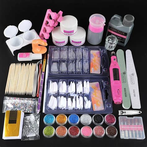 COSCELIA Acrylic Nail Kit With Lamp All For Manicure Gel Nail Kit ...