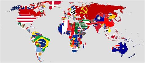 Mapa político do mundo em 1942 com as respectivas bandeiras nacionais ...