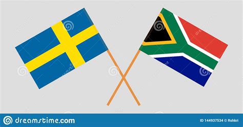 RSA and Sweden. the South African and Swedish Flags. Official Colors. Correct Proportion Stock ...