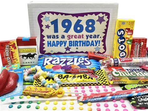 Buy RETRO CANDY YUM~ 1968 56th Birthday Gift Box Nostalgic Candy Mix from Childhood for 56 Year ...