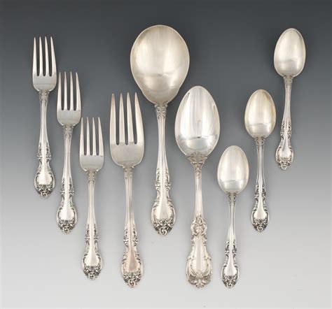 Nine Pieces of Sterling Silver Flatware by Gorham, "Melrose" Pattern, also Reed & Barton, 09.01. ...