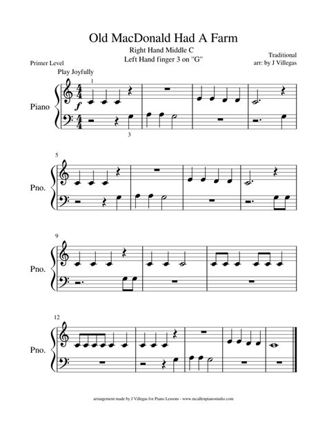 Old MacDonald Had A Farm Sheet music for Piano (Solo) Easy | Musescore.com