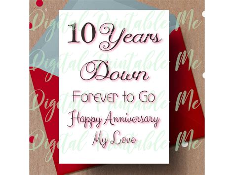 Greeting Cards 10 year Anniversary Card Happy Ten Years 10th Anniversary Card Paper & Party ...