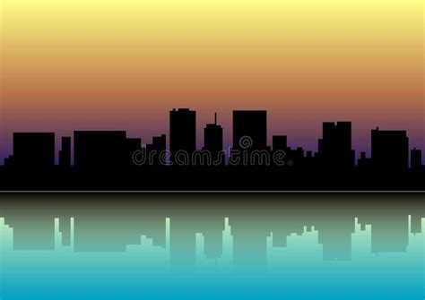 Sunset Over The City.Silhouette Of The City At Sunset. Stock Vector ...