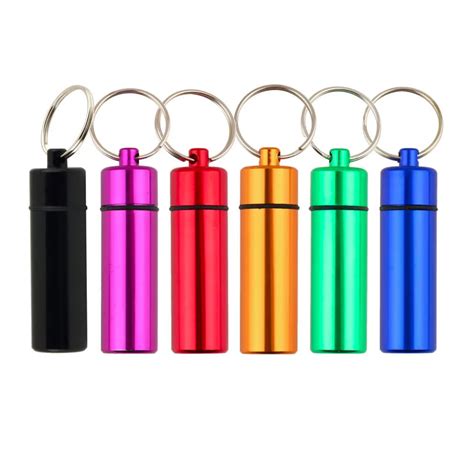 1 pc Mini Portable key holder Pill Box Keychain Waterproof Aluminum ...