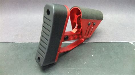 AR15 AR10 Tactical Red Aluminum Skeleton Minimalist Adjustable Butt ...