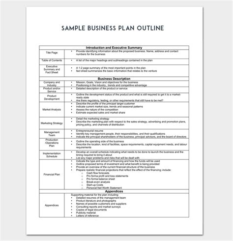 Business Plan Outline Templates and Examples - Dotxes